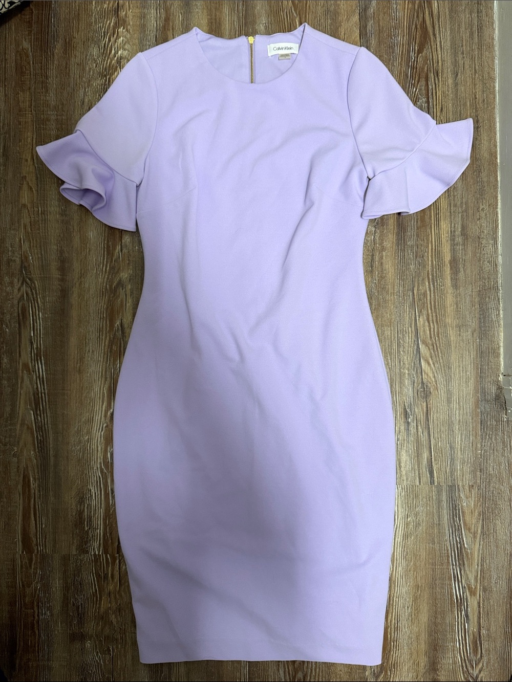 Calvin Klein Lilac Short Sleeve Sheath Dress